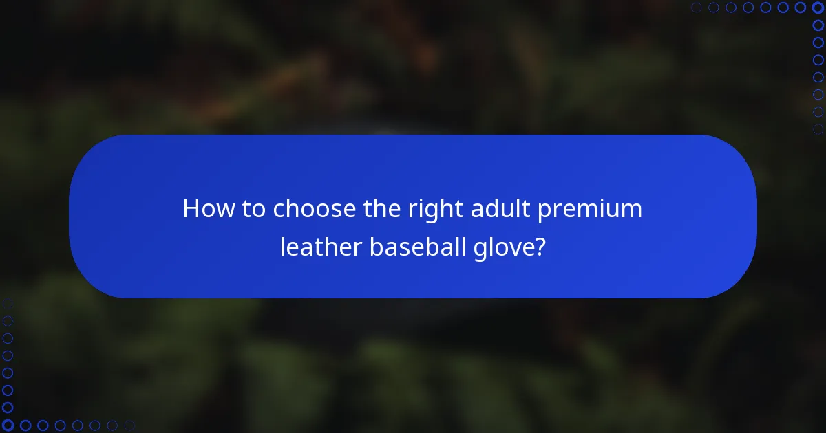 How to choose the right adult premium leather baseball glove?