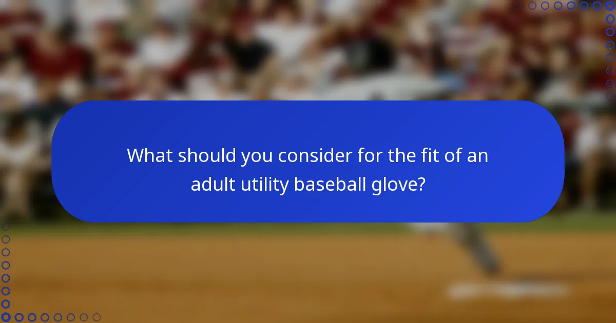 What should you consider for the fit of an adult utility baseball glove?